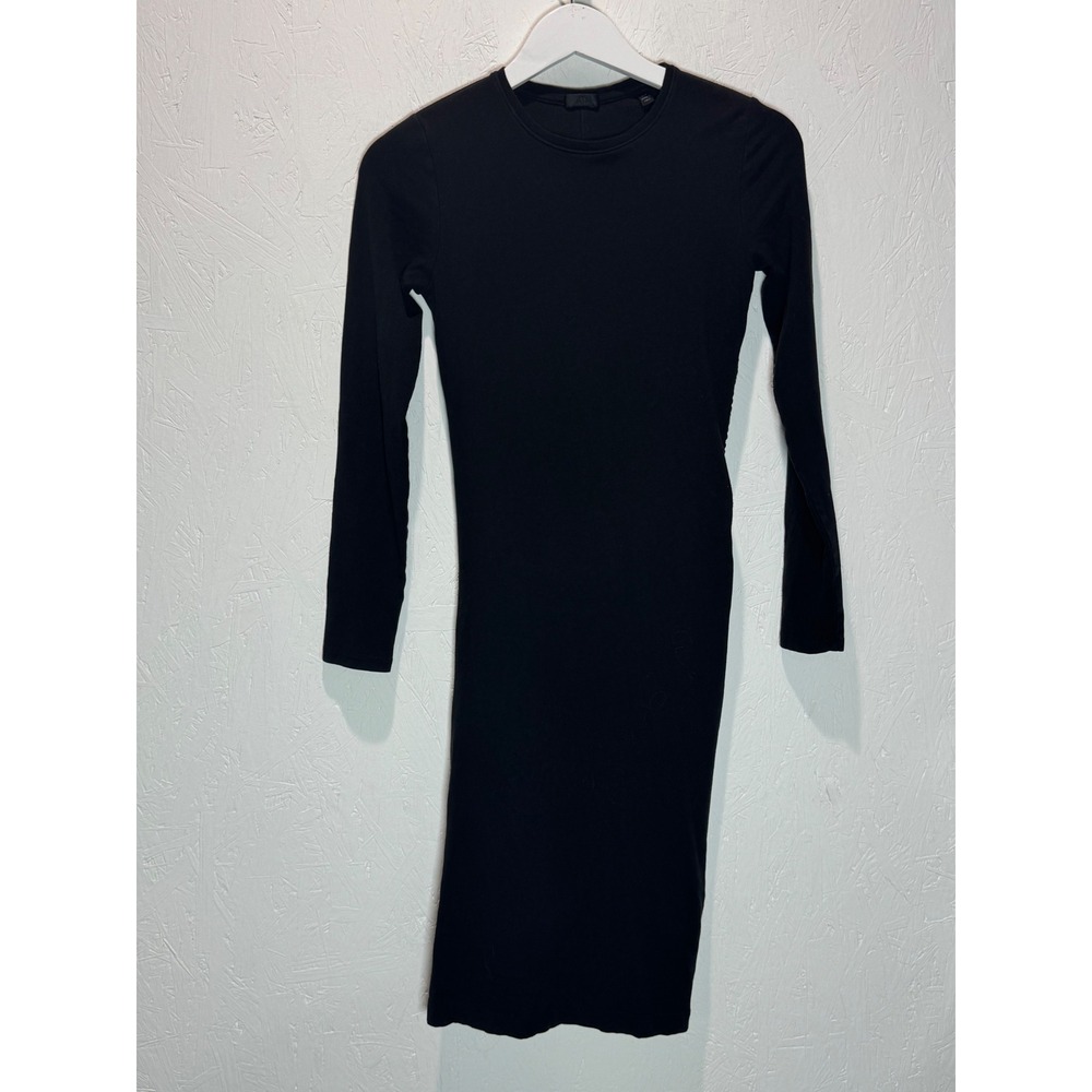 ATM Anthony Thomas Melillo Black Pima Cotton Cinched Side Midi Dress AW2384-XA